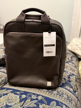 Knomo Dark Brown Leather totepack 15”